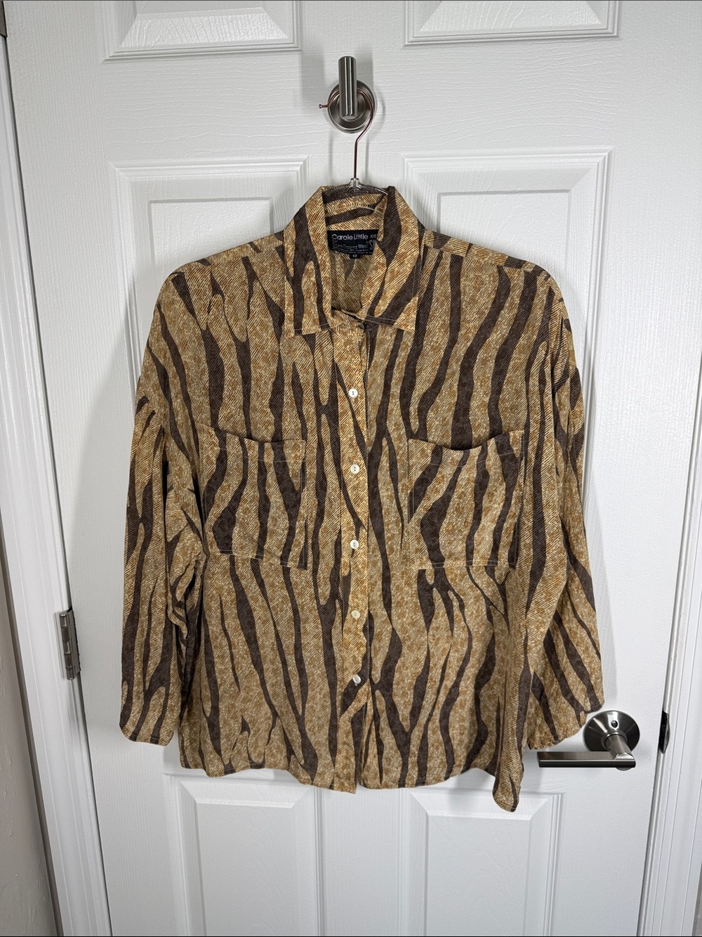 Carole Little for St Tropez West silk animal print boxy blouse size 12